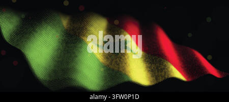Glowing halftone dot flag of Senegal waving softly on a black background ideal for patriotic travel and news designs Stock Vector