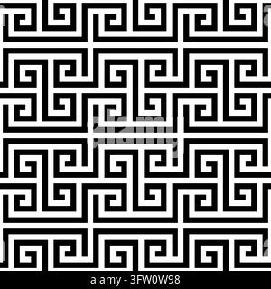 Greek seamless pattern. Repeating greece patterns. Black ancient patern isolated on white background. Repeated roman texture. Greco key. Mayan border Stock Vector