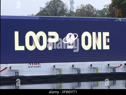 MUNICH, GERMANY - OCTOBER 17: The Logo and the shooting range of the ...