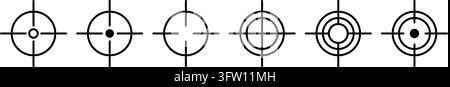 Target icons in black style. Stock Vector