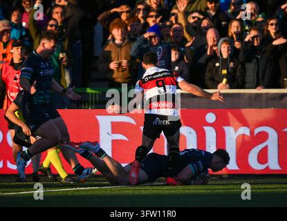 Cathal Forde of Connacht scores a try during the United Rugby ...