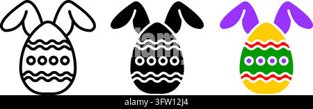 Easter Bunny Eggs icons. Stock Vector