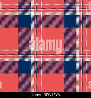 Hipster vector tartan seamless, collection check background fabric. Repeating pattern texture plaid textile in red and blue colors palette. Stock Vector
