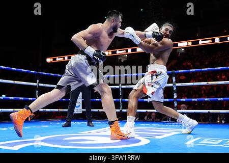Fabio Wardley (right) during his Heavyweight bout against Daniel Dubois ...