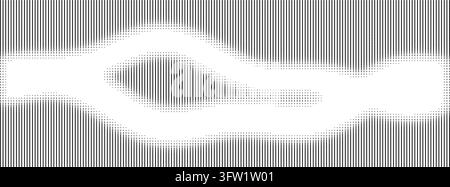 Halftone Striped Abstract Vector Illustration Featuring Vertical Lines and Dot Patterns in Black and White with Fluid Wave Shapes and Curves Stock Vector