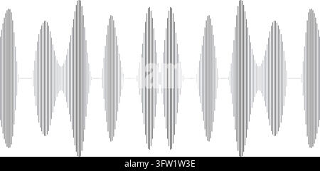 Vector Illustration of a Sound Wave Featuring Grey Vertical Audio Equalizer Lines Arranged in Repeating Frequency Patterns on a Clean White Background Stock Vector