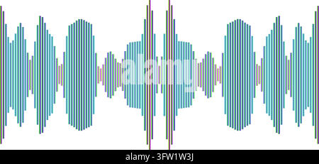 Sound Wave Vector Illustration Featuring Blue and Purple Vertical Lines on a Clean White Background Showing Audio Frequency and Music Concepts Stock Vector