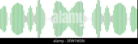 Sound Wave Vector Illustration Showing Audio Equalizer Frequencies in Green and Blue Vertical Lines Isolated on a Clean White Background Stock Vector