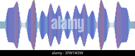 Audio Sound Wave Vector Illustration Featuring Purple and Blue Vertical Lines Showing a Digital Frequency Equalizer Against a Plain White Background Stock Vector