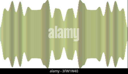 Sound Wave Vector Illustration Featuring Green Audio Frequency Equalizer Shape on White Background with Detailed Vertical Lines and Waves Stock Vector