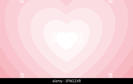 Heart background. Background with hearts in comic style. Pink heart symbol romantic love. Red pattern hearth. Concentric tunnel. Aesthetic retro Stock Vector