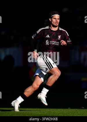 BRENTFORD, LONDON - OCTOBER 17: Milos Kerkez of Liverpool on the ball ...