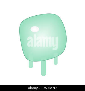 Mint green pastel blob with three melting drips, soft radial gradient vector shape Stock Vector