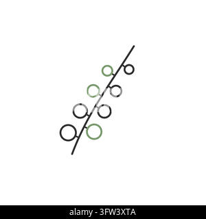 Eucalyptus branch line art with round coin leaves on petioles, sage accents, botanical vector Stock Vector