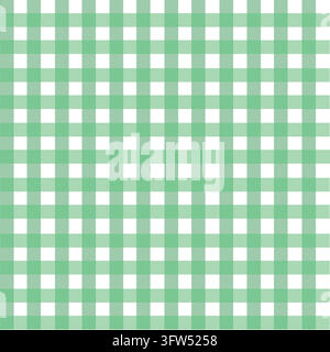 Gingham seamless pattern vector illustration. Sage green and white gingham plaid checker background. Stock Vector