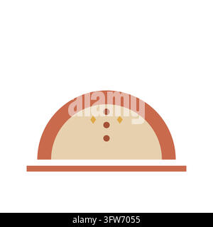 Boho arched mirror with terracotta frame and decorative dots on white background Stock Vector