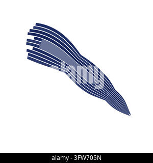 Bold navy blue calligraphic brush stroke sweeping diagonally on white, expressive painted ink mark Stock Vector