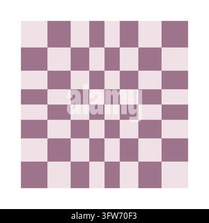 Mauve and pale pink checkerboard with squares shrinking toward the center, fading gradient grid, isolated on white. Stock Vector