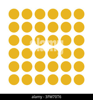 Bold six by six field of oversized mustard dots on white Stock Vector