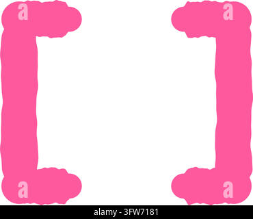 Pink square brackets drawn with highlighter pen on white, neon marker corner marks Stock Vector