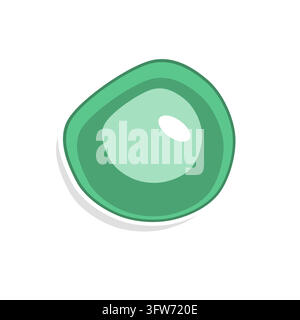 Puffy 3D inflated green organic blob sticker with soft shading, white border and glossy highlight, isolated on white background Stock Vector