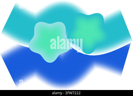 Ocean current mesh gradient with crossing deep blue and aqua waves and teal glows, fluid abstract artwork isolated on white. Stock Vector