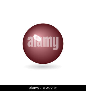 Glossy crimson 3D sphere with soft radial gradient shading and a bright specular highlight, isolated on white Stock Vector