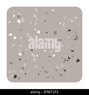 Monochrome greige terrazzo pattern with grey, charcoal and cream stone chips, subtle neutral speckled stone design on white. Stock Vector