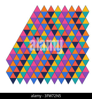 Two-tone diamond tiles made of paired triangles in bold colors with navy outlines, geometric argyle pattern isolated on white background. Stock Vector