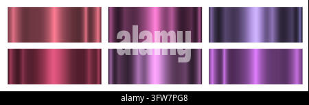 A set of purple, pink and terracotta gradients on a white background. Stock Vector