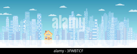 Options concept for leasing or selling commercial properties. Office space, building for rent or sale. Abstract horizontal background cityscape Stock Vector
