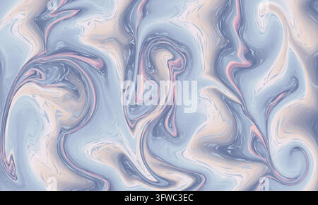 Abstract marbled pattern with fluid swirls in pastel blue, pink, and beige tones, soft gradients and organic flow, perfect for modern design Stock Vector