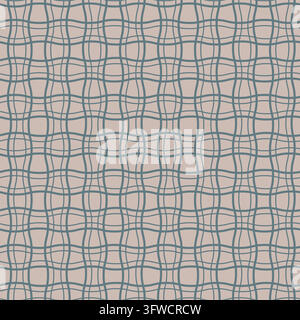 Wavy Gingham Check Teal Beige Pattern Stock Vector