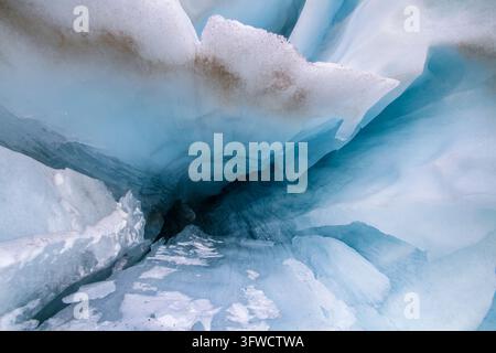 A stunning view from inside a blue ice cave Stock Photo