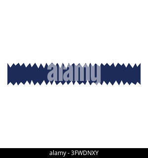 Deep navy torn-edge strip with medium zigzag teeth, horizontal decorative banner on white. Stock Vector