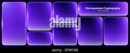 Neon glass purple for text box frame and background button 3d. Blue shape light for transparent rectangle icon and glow ui texture. Vector game square Stock Vector