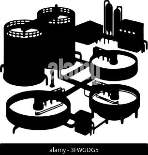 Bulldozer pushing dirt silhouette vector illustration Stock Vector