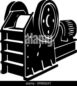 Jaw crusher industrial machine silhouette Stock Vector