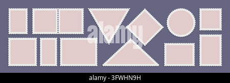 Postage frame stamps, stickers, postcards set Stock Vector