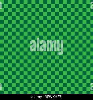 Seamless checkerboard grid pattern with emerald and green tiles vector Stock Vector