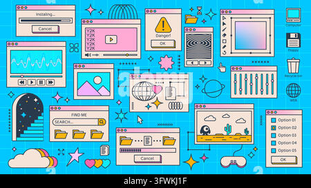 Vintage Y2K computer browser window interface Stock Vector