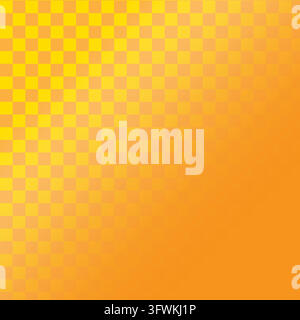 Checkerboard grid pattern fading diagonally into golden orange vector Stock Vector