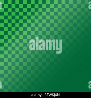 Checkerboard grid pattern fading diagonally into emerald green vector Stock Vector