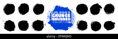 Graffiti ink grunge circle stain shape smudges set Stock Vector