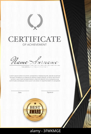 Award diploma certificate template in gold frame Stock Vector