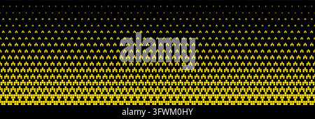 horizontal halftone of gold square blocks on black for pattern and background. Stock Vector