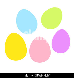 Doodle cute Easter eggs set. Hand drawn colorful elements isolated on white background. Spring holiday party decor, hunting game clipart. Symbol of re Stock Vector