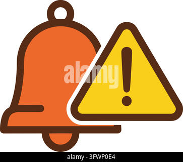 Bell and alert icons, notification, warning sign, important message, attention, reminder concept. Stock Vector