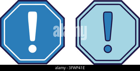 Danger sign icon vector template, warning attention symbol flat design concept isolated on white. Stock Vector