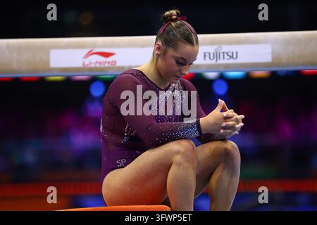 Abigail Martin, of Britain, competes in the floor exercise during the ...